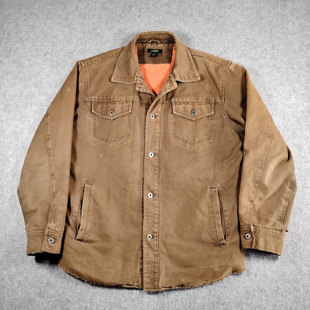 J.Crew Mens Brown Cotton Canvas Barn Jacket Chore Coat Distressed Size M